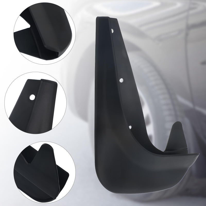 4pc Universal Small Mud Flaps Car Mudguard Protective Splash Guards Tire External Accessories Black - Image 5