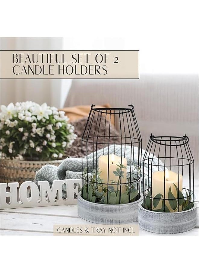 HOOKOR Rustic Farmhouse Lantern Decor - Stylish Decorative Lanterns for Your Living Room, Fireplace Mantle or Kitchen Dining Table - Modern Upscale Beauty for Your Entire Home (Grey)  - Image 2