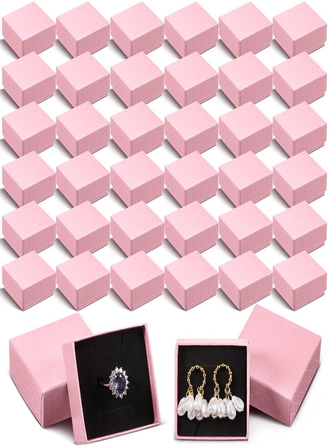 Landical 100 Pcs Jewelry Ring Gift Box 2'' x 2'' x 1'' Small Cardboard Earring Ring Gift Box with Velvet and Sponge Liner Pendant Case Bulk for Necklace Bracelet Earring Display Wedding (Pink) - Image 1
