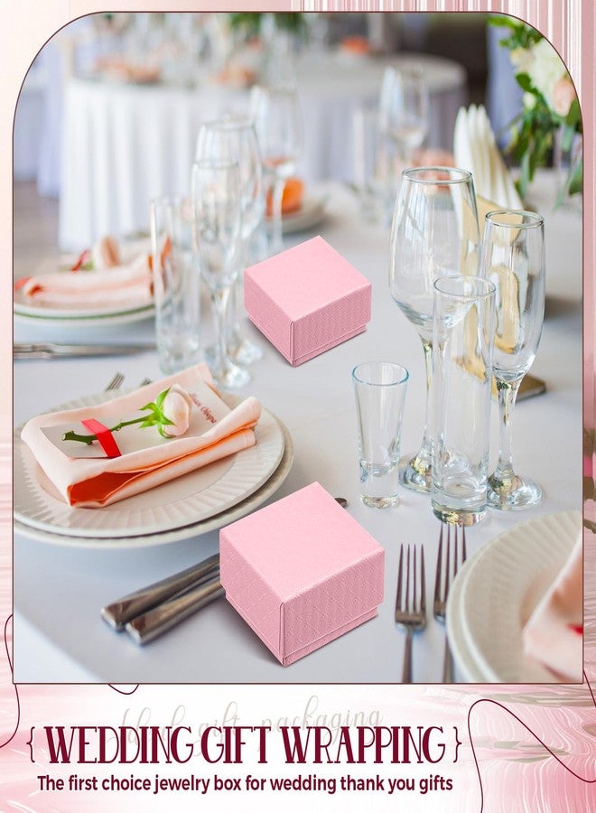 Landical 100 Pcs Jewelry Ring Gift Box 2'' x 2'' x 1'' Small Cardboard Earring Ring Gift Box with Velvet and Sponge Liner Pendant Case Bulk for Necklace Bracelet Earring Display Wedding (Pink) - Image 5