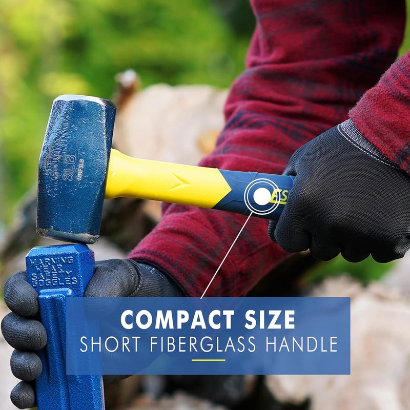 Estwing Sure Strike Drilling/Crack Hammer - 3-Pound Sledge with Fiberglass Handle & No-Slip Cushion Grip - MRF3LB - Image 4