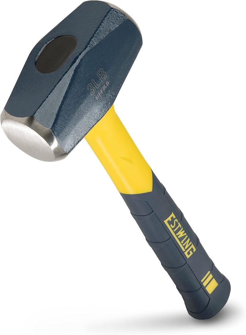 Estwing Sure Strike Drilling/Crack Hammer - 3-Pound Sledge with Fiberglass Handle & No-Slip Cushion Grip - MRF3LB - Image 1
