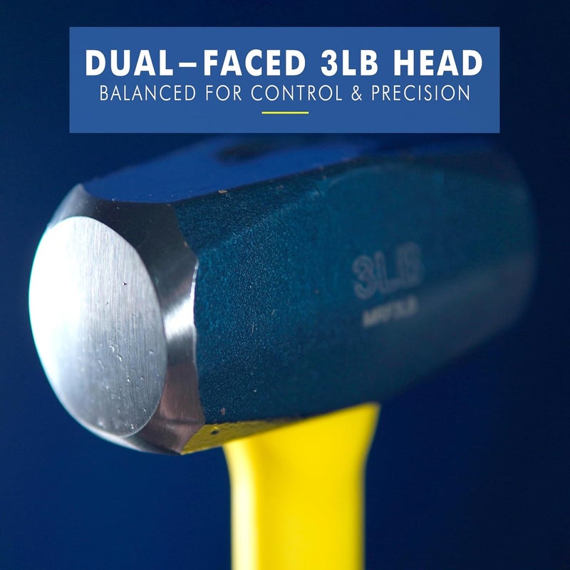 Estwing Sure Strike Drilling/Crack Hammer - 3-Pound Sledge with Fiberglass Handle & No-Slip Cushion Grip - MRF3LB - Image 5