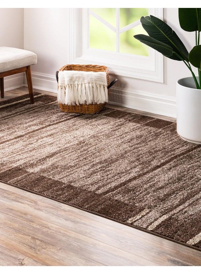 Unique Loom Autumn Collection Modern Contemporary Casual Abstract Area Rug Rectangular 2' 0 X 3' 0 Brown Beige Border - Image 3