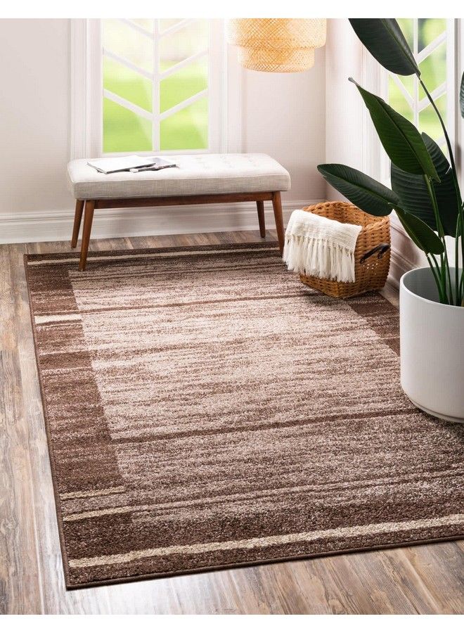 Unique Loom Autumn Collection Modern Contemporary Casual Abstract Area Rug Rectangular 2' 0 X 3' 0 Brown Beige Border - Image 2