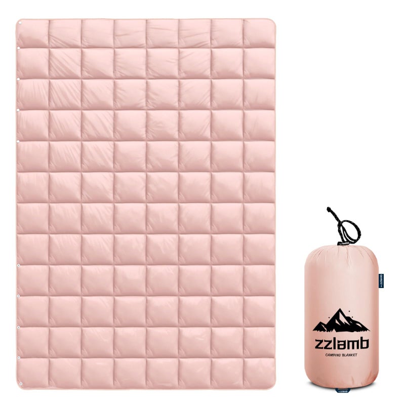 Zzlamb Cherry Pink Basic Water-Repellent Down Alternative Camping Blanket For Adults  Compact Lightweight Soft Puffy Blanket  Warm Quilt Couch Car Travel Rv Picnic Hiking Backpacking Beach  52''X75'' - Image 2