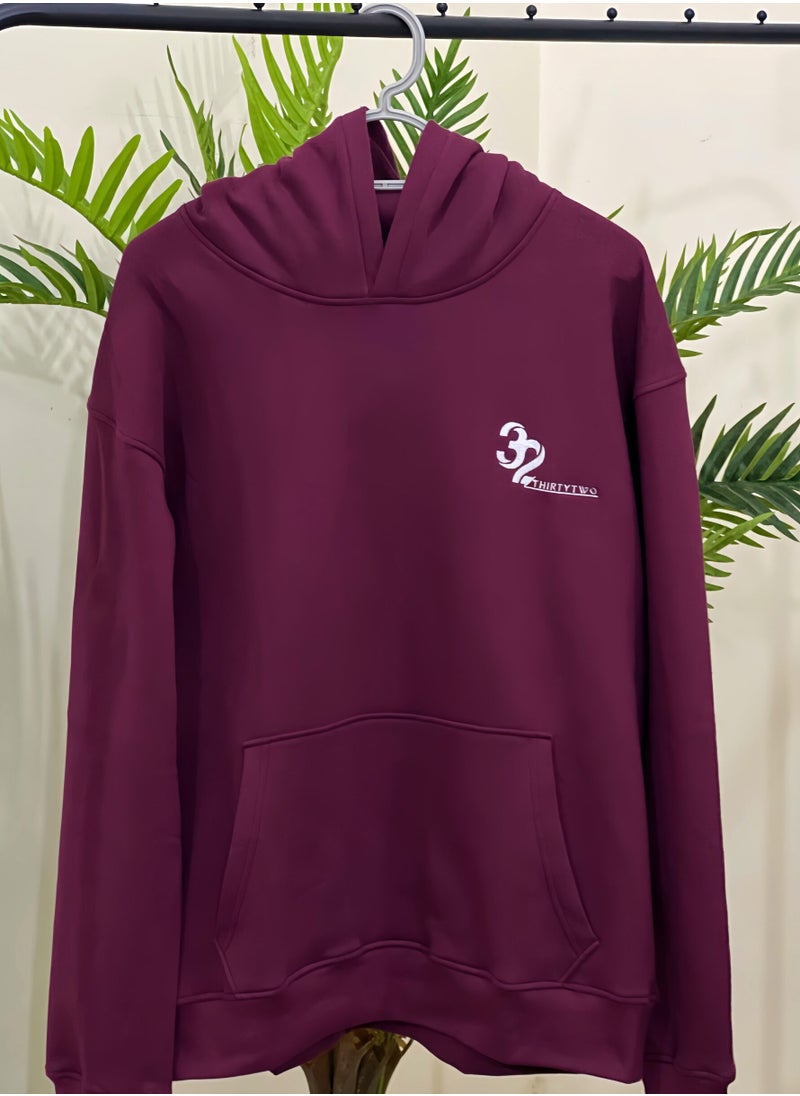 THIRTYTWO Men's Fleece Pullover Hoodie Loose Fit Ultra Soft Hooded Sweatshirt With Pockets MAROON 