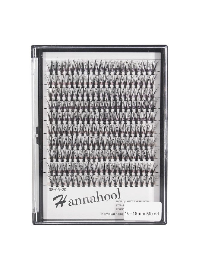 Hannahool 200Pcs 20Roots Individual False Lashes Mixed 8101214Mm/9111315Mm/10121416Mm/1618Mm/1820Mm 0.07 Thickness Natural Cluster Lashes Makeup Volume Eye Lashes Extensions (16+18Mm) - Image 1