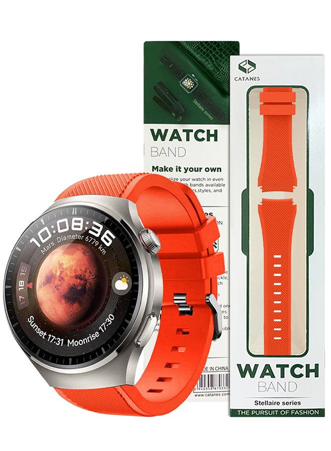 CATANES Silicone Watch Band 22mm Sport Band Compatible with Huawei Watch 4 Pro Strap Replacement Wristbands Soft and Durable Hot Orange - Image 4
