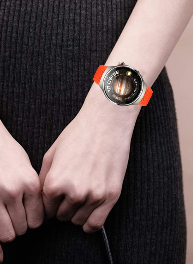 CATANES Silicone Watch Band 22mm Sport Band Compatible with Huawei Watch 4 Pro Strap Replacement Wristbands Soft and Durable Hot Orange - Image 2