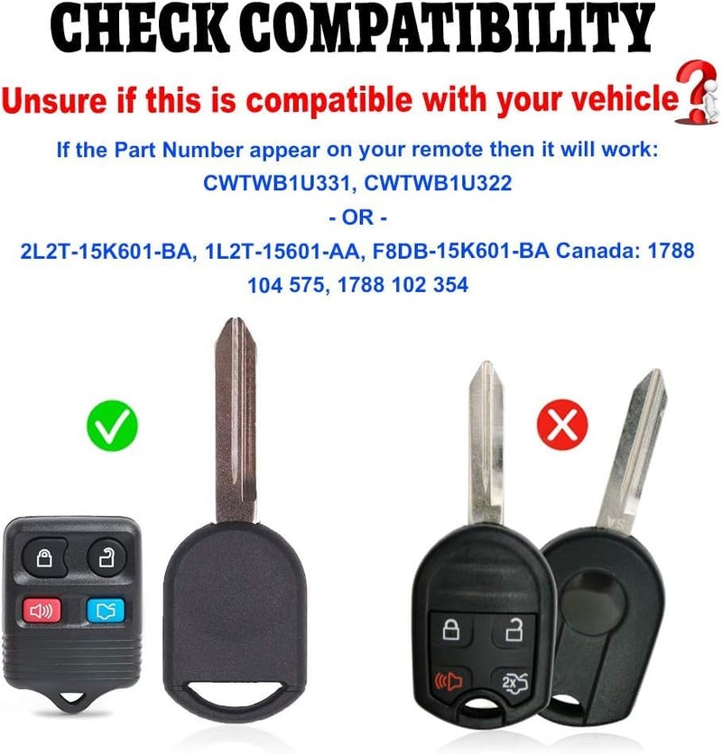Beefunny Replacement Upgraded Flip Remote Car Key Fob 315MHz 4D63 Chip for Ford Lincoln Mercury FCC ID CWTWB1U345 CWTWB1U331 CWTWB1U322 GQ43VT11T - Image 2