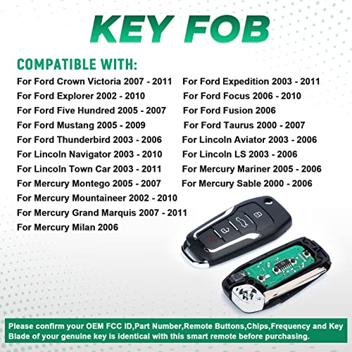 Beefunny Replacement Upgraded Flip Remote Car Key Fob 315MHz 4D63 Chip for Ford Lincoln Mercury FCC ID CWTWB1U345 CWTWB1U331 CWTWB1U322 GQ43VT11T - Image 4
