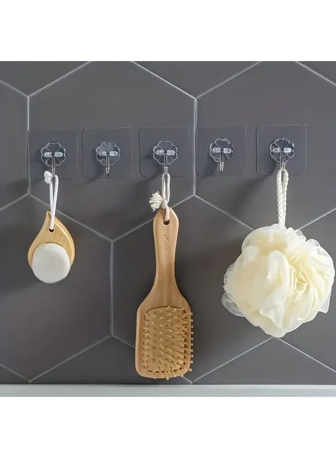 5pcs Transparent Adhesive Hooks Multifunctional Wall Mounted Storage Rack Practical Home Utility Hangers - Image 3