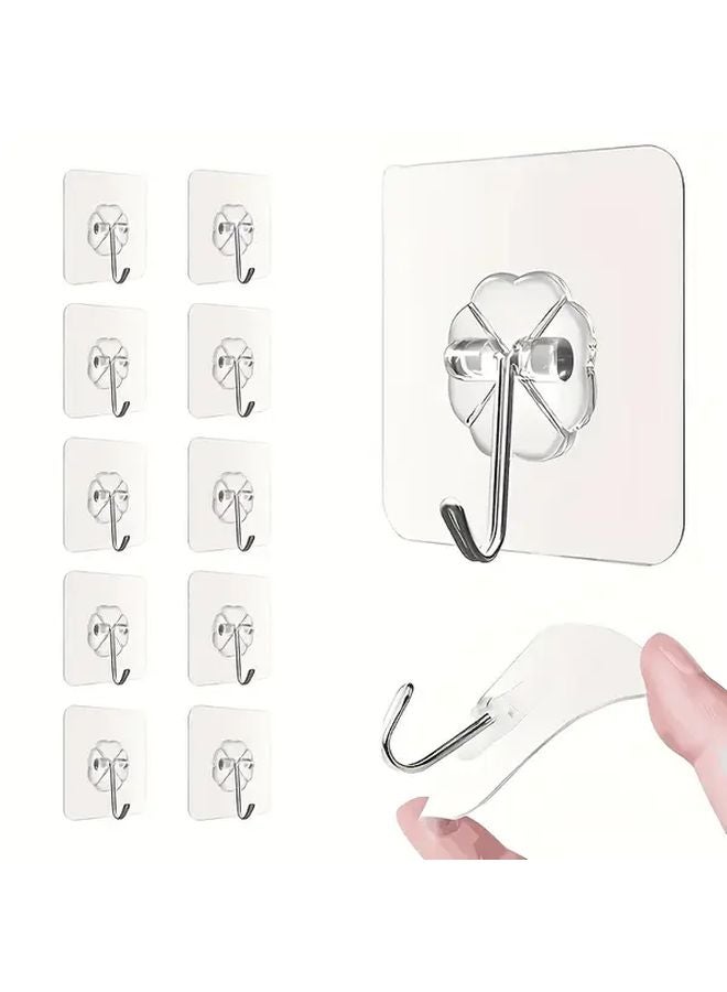 5pcs Transparent Adhesive Hooks Multifunctional Wall Mounted Storage Rack Practical Home Utility Hangers - Image 2