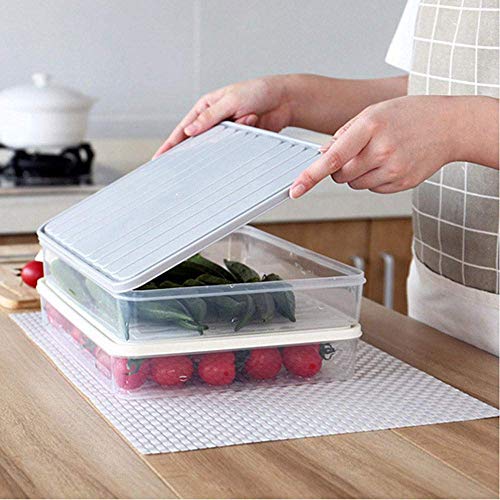 Naranqa Food Storage Containers 11.02×8.85×1.81" Vegetable Organizer 98-oz with Lid Clear Fridge Crisper Keep Food Fresh BPA Free Kitchen Organizer Bins (1 x Large) - Image 2