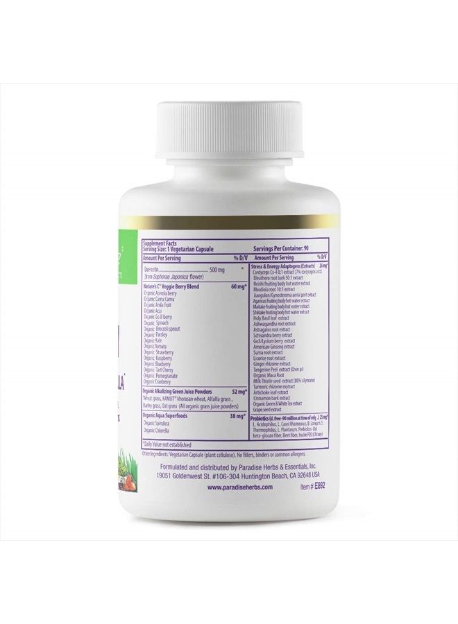 Paradise Herbs Earth's Blend Quercetin, Probiotics, Adaptogens, Vegan, Non GMO, Gluten Free, 90 Vegetarian Capsules  - Image 3