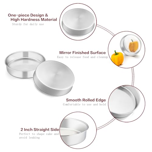TeamFar 6 Inch Cake Pan, Round Cake Pan Tier Baking Pans Set Stainless Steel, Fit in Pot Pressure Cooker Air Fryer, Healthy & Toxic Free, Mirror Finish & Sturdy, Oven & Dishwasher Safe - Set of 3 - Image 2