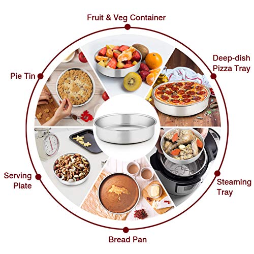 TeamFar 6 Inch Cake Pan, Round Cake Pan Tier Baking Pans Set Stainless Steel, Fit in Pot Pressure Cooker Air Fryer, Healthy & Toxic Free, Mirror Finish & Sturdy, Oven & Dishwasher Safe - Set of 3 - Image 4