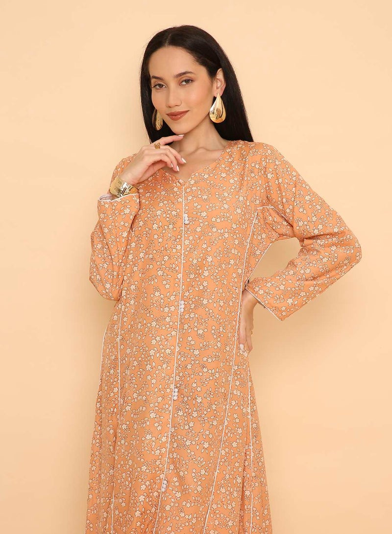 HANA & SARA Classic arabic womens long printed jalabiya dress - Image 3