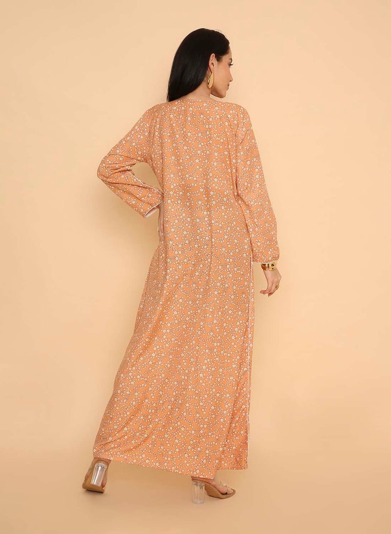 HANA & SARA Classic arabic womens long printed jalabiya dress - Image 2