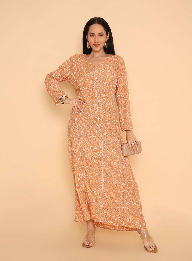 HANA & SARA Classic arabic womens long printed jalabiya dress - Image 1