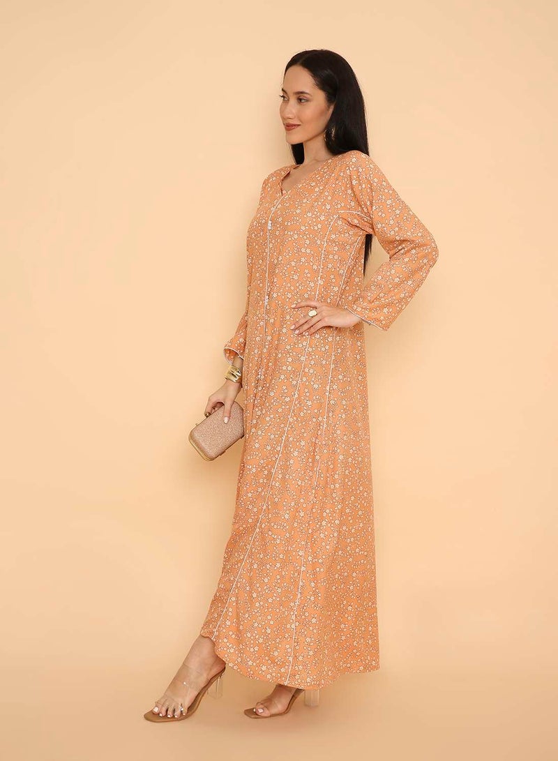 HANA & SARA Classic arabic womens long printed jalabiya dress - Image 5