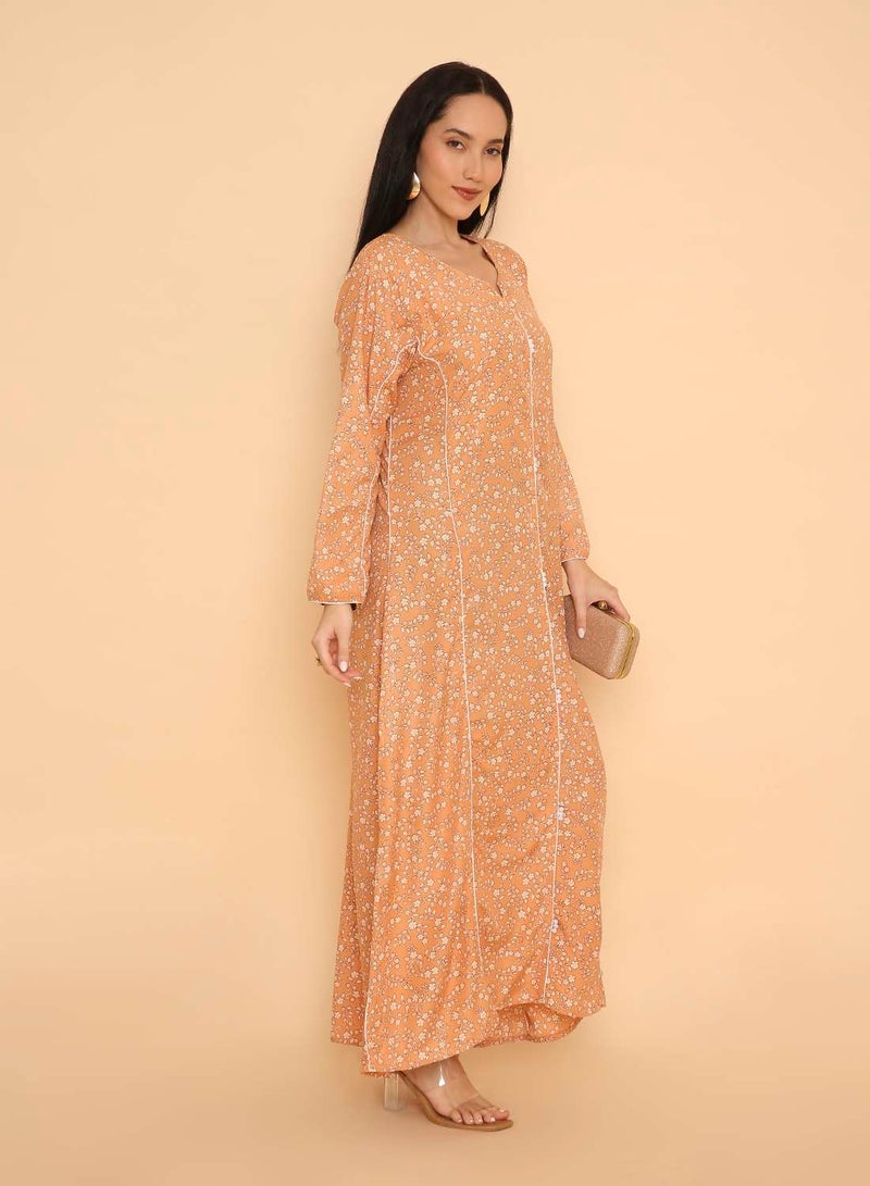 HANA & SARA Classic arabic womens long printed jalabiya dress - Image 4