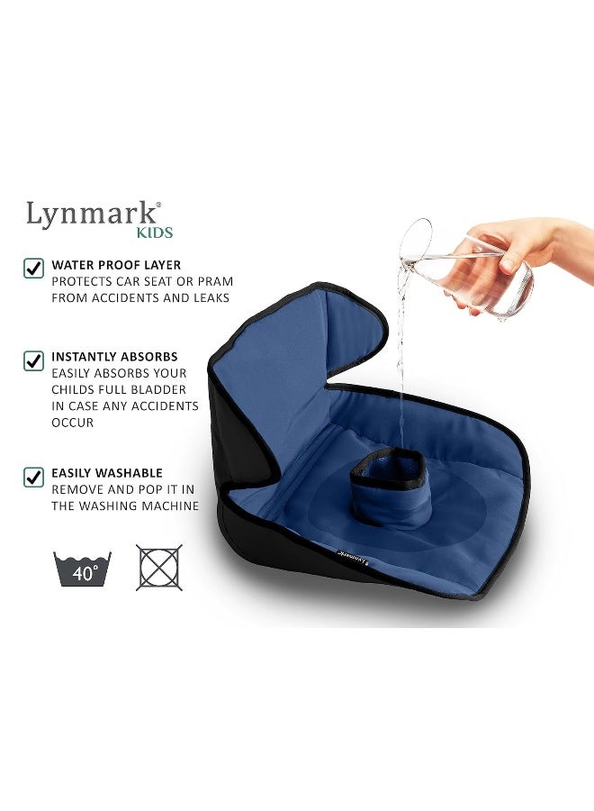 Lynmark Piddle Pads Car Seat Potty Training Cover - Waterproof Soft Toddler and Baby Car Seat Protector Mat - Travel-Friendly Universal Machine Washable Liner for Spills, Nappy Leaks, Accidents - Navy - Image 3