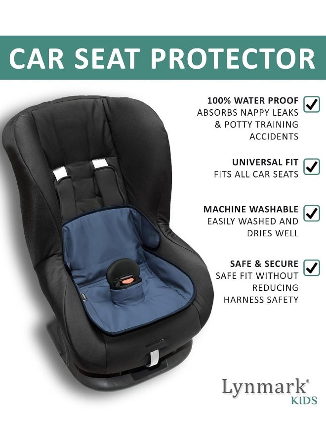Lynmark Piddle Pads Car Seat Potty Training Cover - Waterproof Soft Toddler and Baby Car Seat Protector Mat - Travel-Friendly Universal Machine Washable Liner for Spills, Nappy Leaks, Accidents - Navy - Image 2