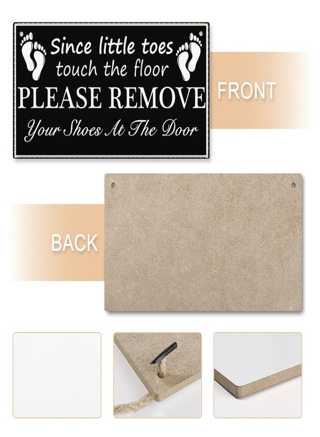Henntile Since Little Fingers Toes The Floor Please Remove Your Shoes at The Door 6 inch by 12 inch Hanging Shoes Off Sign, Wall Art, Decorative Wood Sign Home Decor - Image 5