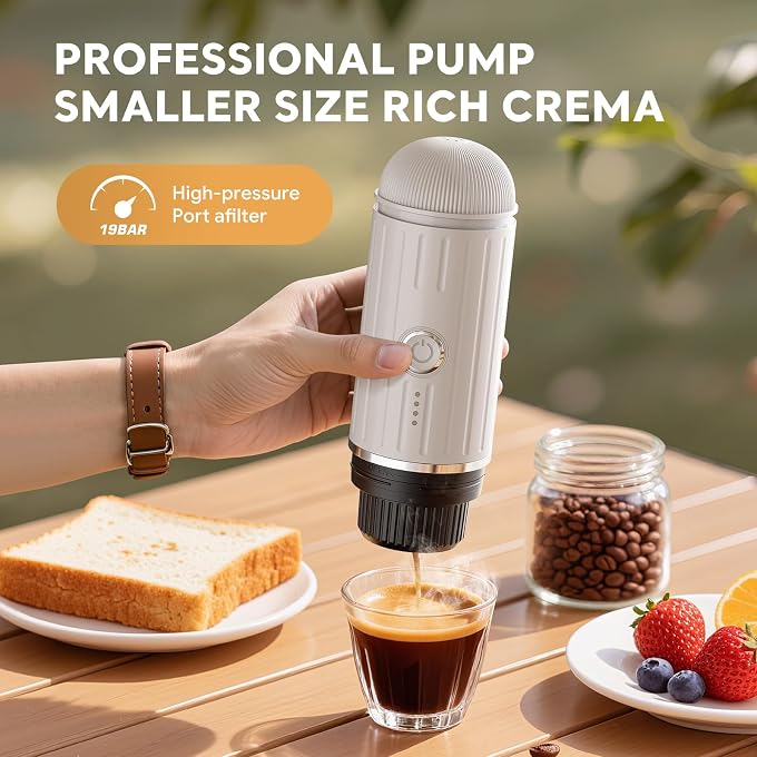 RECAFIMIL Portable Electric Espresso Coffee Maker for Ground Coffee & NS Capsule Espresso Machine Fast Self-Heating Technology with USB-C Perfect for RV, Hiking, Camping, Office & On-the-Go Lifestyles, White - Image 3