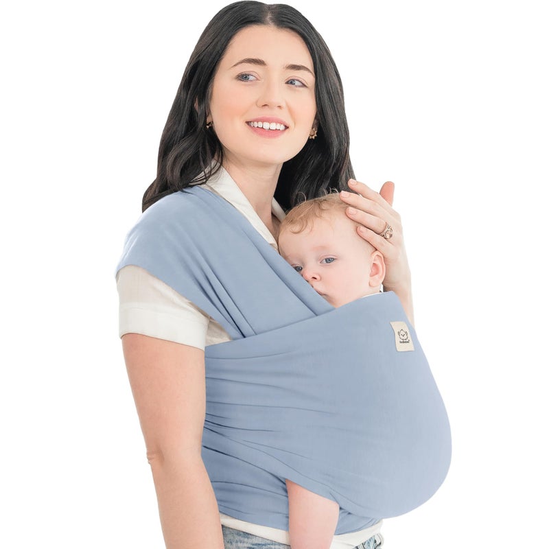 KeaBabies Baby Wrap Carrier All in 1 Original Baby Carrier Newborn to Toddler Sling Easy to Wear Hands Free Bonding Lightweight Breathable Infant Wraps Powder Blue