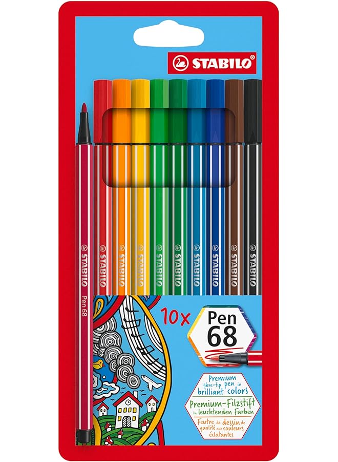 STABILO Premium Fiber Tip Pen 10 Colors 6810 Pl - Image 1