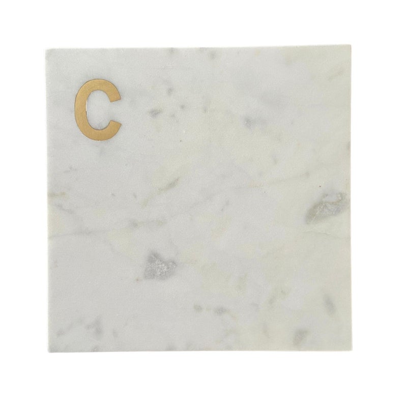 Boards by Bleu Boards by Bleu Monogram Marble Cheese Board Personalized Charcuterie Board with Brass Initial Christmas and Wedding Gift for Couples Hosting and Housewarming Essentials 