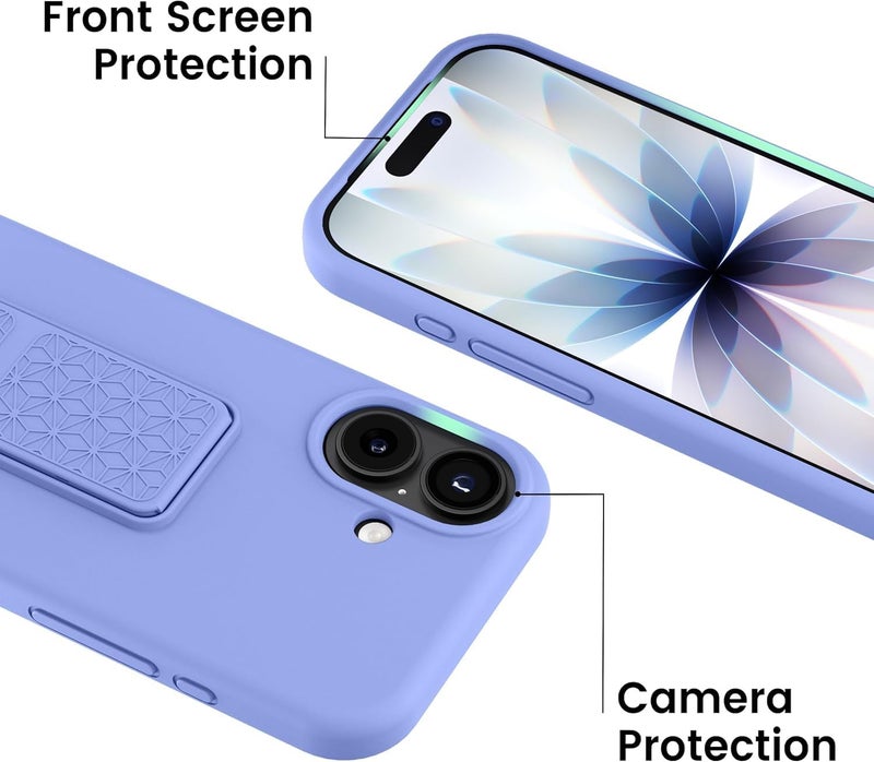 بورتوني حافظة iPhone 17، غطاء حامل إصبع مع حامل قابل للطي، حافظة سيليكون ناعمة متعددة الحوامل مغناطيسية للسيارة لهاتف iPhone 17 مقاس 6.3 بوصة (أزرق سماوي، iPhone 17) - Image 3