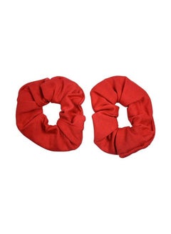 Set of 2 Large Solid Scrunchies - Red