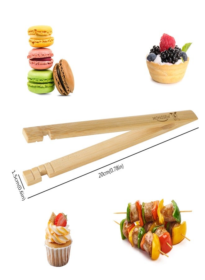 MONGSEW 2PCS Wooden Bamboo Toaster Tongs, MONGSEW 8 inch Multipurpose Wood Tongs for Toaster, Fruits, Bread, Pickles, cheese, Bacon, and Muffins (Unique Pattern) - Image 2