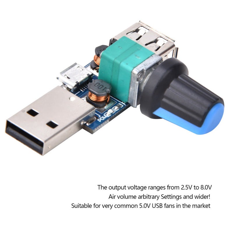 Stepless Governor USB Fan: 2.5 To 8.0V Voltage Range - Effortless Knob-Controlled Wind Control, Seamless Air Volume Adjustment For Portable Device Use With Computers, Power Banks - Image 4
