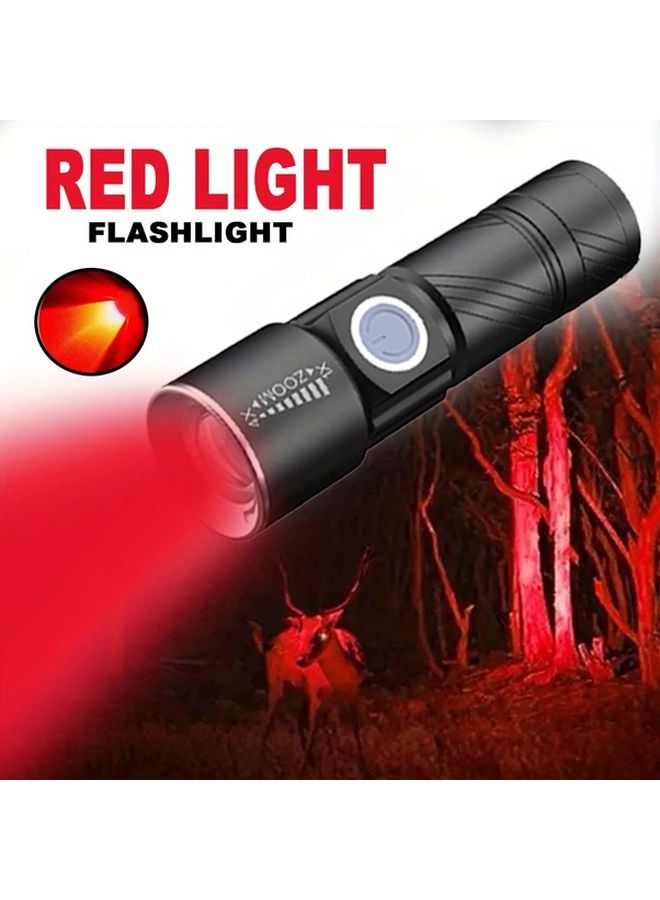 مصباح يدوي بشاشة LED حمراء قابلة لإعادة الشحن، 3 أوضاع تكبير، مصنوع من سبائك الألومنيوم، مناسب لعلم الفلك والطيران - Image 1