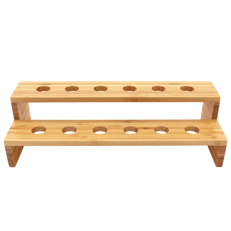 BambooMN 13" x 4.9" x 3.5" Natural Bamboo Straight Multi Level Food Cone Display Tamaki Stand for Restaurants, Catered Events, Party or Buffets, Holds up to 12 Cones - Image 2