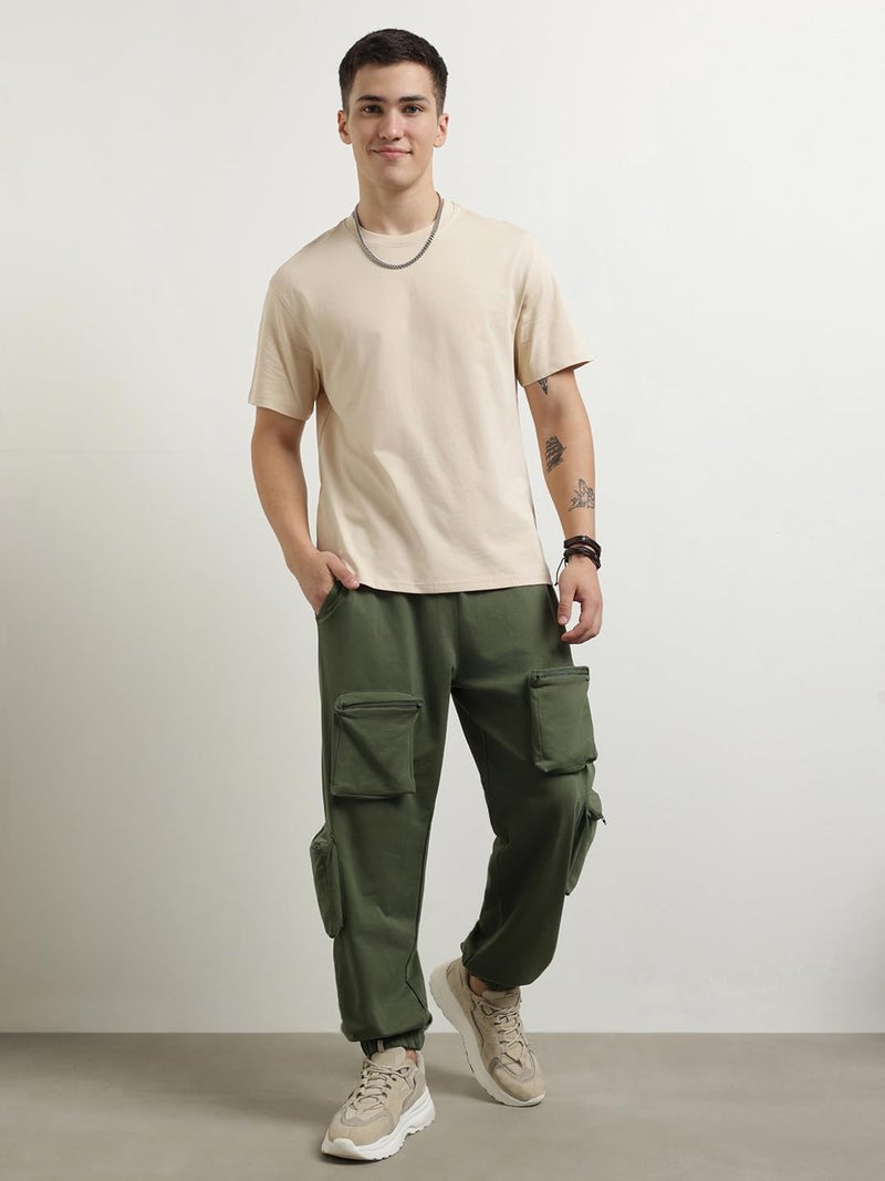 NOBERO Men's Relaxed Mid Rise Sweatpants (1M-BWJG-R0112_Olive Green, 2XL - Image 4