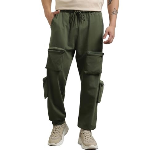 NOBERO Men's Relaxed Mid Rise Sweatpants (1M-BWJG-R0112_Olive Green, 2XL - Image 1