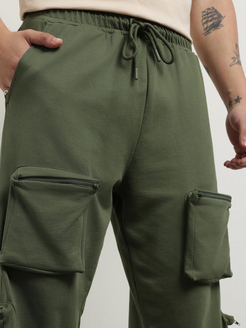 NOBERO Men's Relaxed Mid Rise Sweatpants (1M-BWJG-R0112_Olive Green, 2XL - Image 2