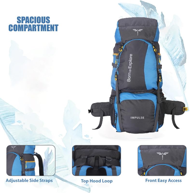 Impulse Rucksack bags 80 litres travel bag for men tourist bag for travel backpack for hiking trekking Bag for men camping Curve Sky Blue with 1 year Warranty | Sky Blue - Image 2