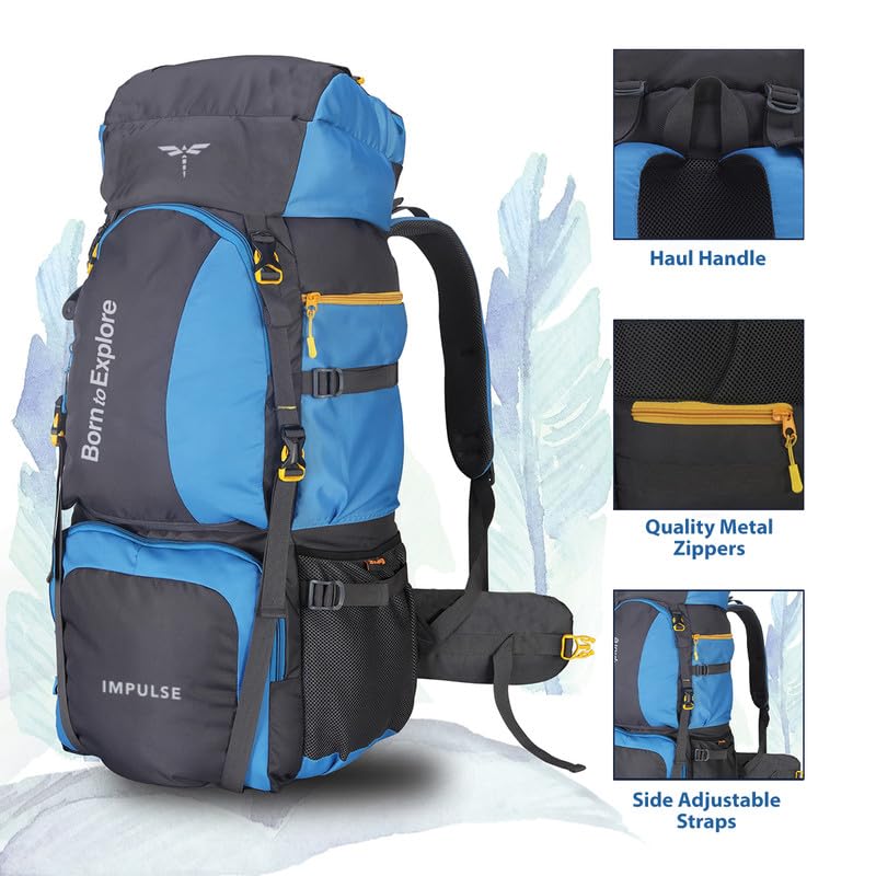 Impulse Rucksack bags 80 litres travel bag for men tourist bag for travel backpack for hiking trekking Bag for men camping Curve Sky Blue with 1 year Warranty | Sky Blue - Image 3