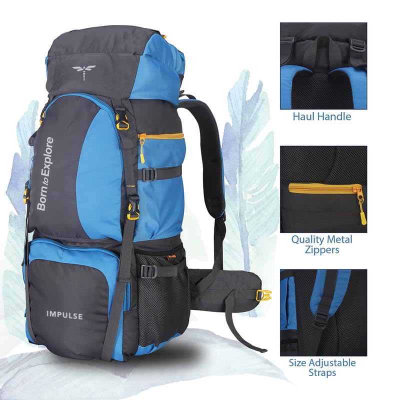 Impulse Rucksack bags 80 litres travel bag for men tourist bag for travel backpack for hiking trekking Bag for men camping Curve Sky Blue with 1 year Warranty | Sky Blue - Image 4