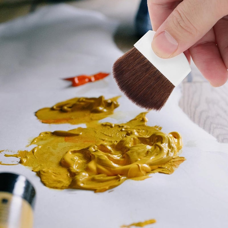 مجموعة فرشاشات رسم بالألوان المائية والزيتية من WOONEKY، تحتوي على 8 فرشاشات بمقابض خشبية وشعيرات بيضاء وبنية، مناسبة للرسم على الجدران والأخشاب والأثاث ولأعمال الحرف اليدوية. - Image 5