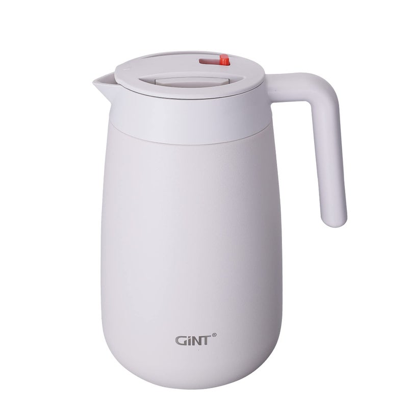 GiNT GiNT 54Oz16L Thermal Coffee Carafe Wide Mouth  Double Wall Vacuum Insulated Stainless Steel Beverage Dispenser with Safety Lock  12H Hot  20H Cold Retention White 