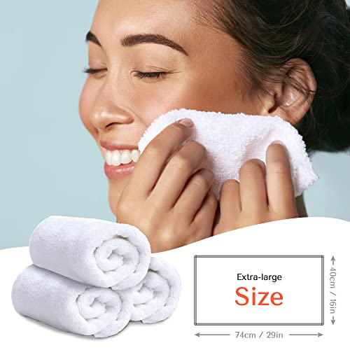 TASALON Microfiber Hair Towel for Salon - 10 Pack - 29 x 16 Inches, Quick Dry and Ultra-Soft Facial Towels with Soft Absorbant - White - Image 5