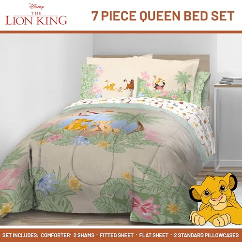 Jay Franco Kids Comforter Set Includes Sheets and Pillow Covers Soft and Cozy Bed Set for Stylish Room Decor Multi Lion King 7 Piece Queen Size Bedding - Image 3
